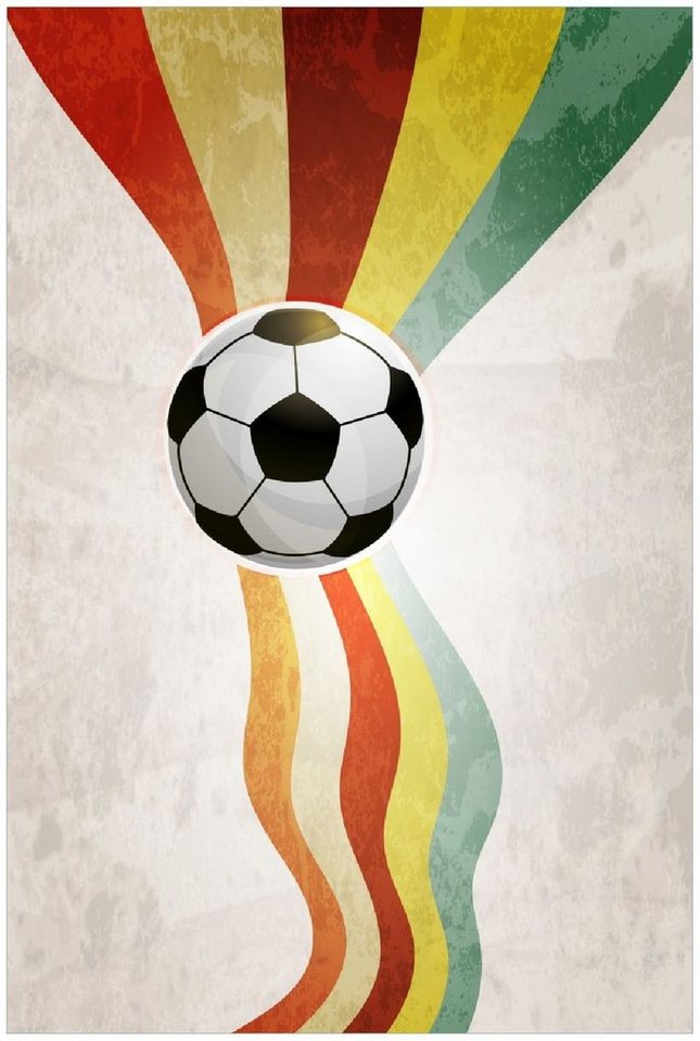 Wallario Poster, Fußball - Ball in bunten Wellen II, in verschiedenen Ausführungen von Wallario