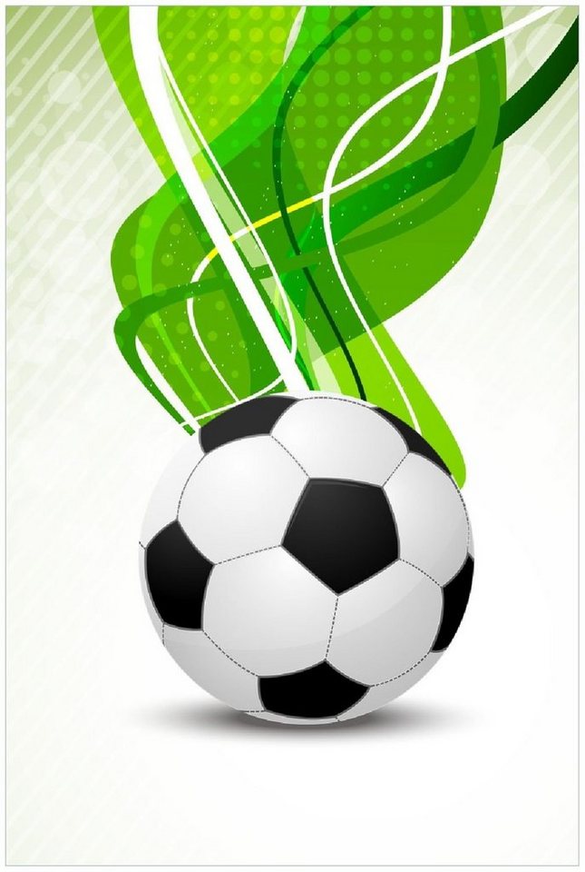 Wallario Poster, Fußball Wellenmuster in grün weiß, in verschiedenen Ausführungen von Wallario