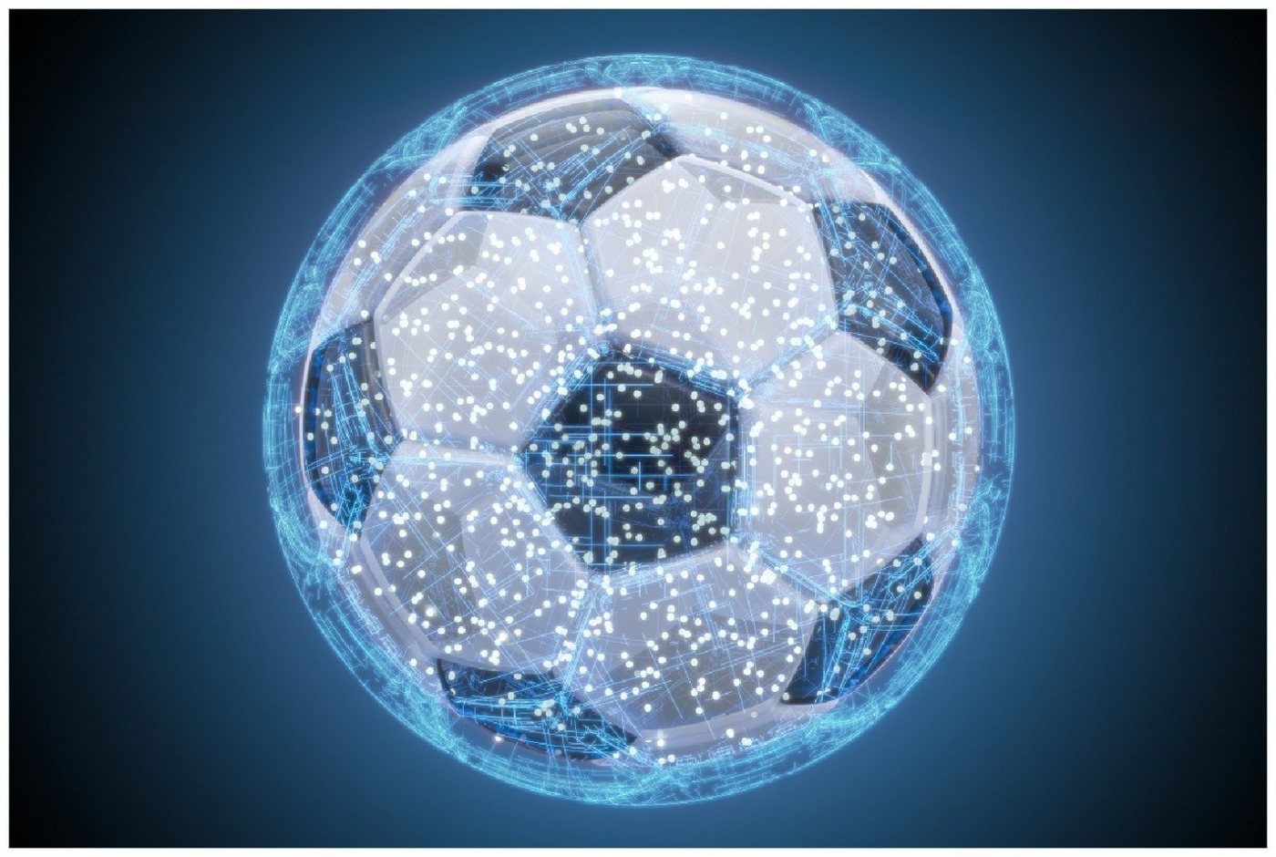 Wallario Poster, Fußball digital - Netzwerk in blau, in verschiedenen Ausführungen von Wallario