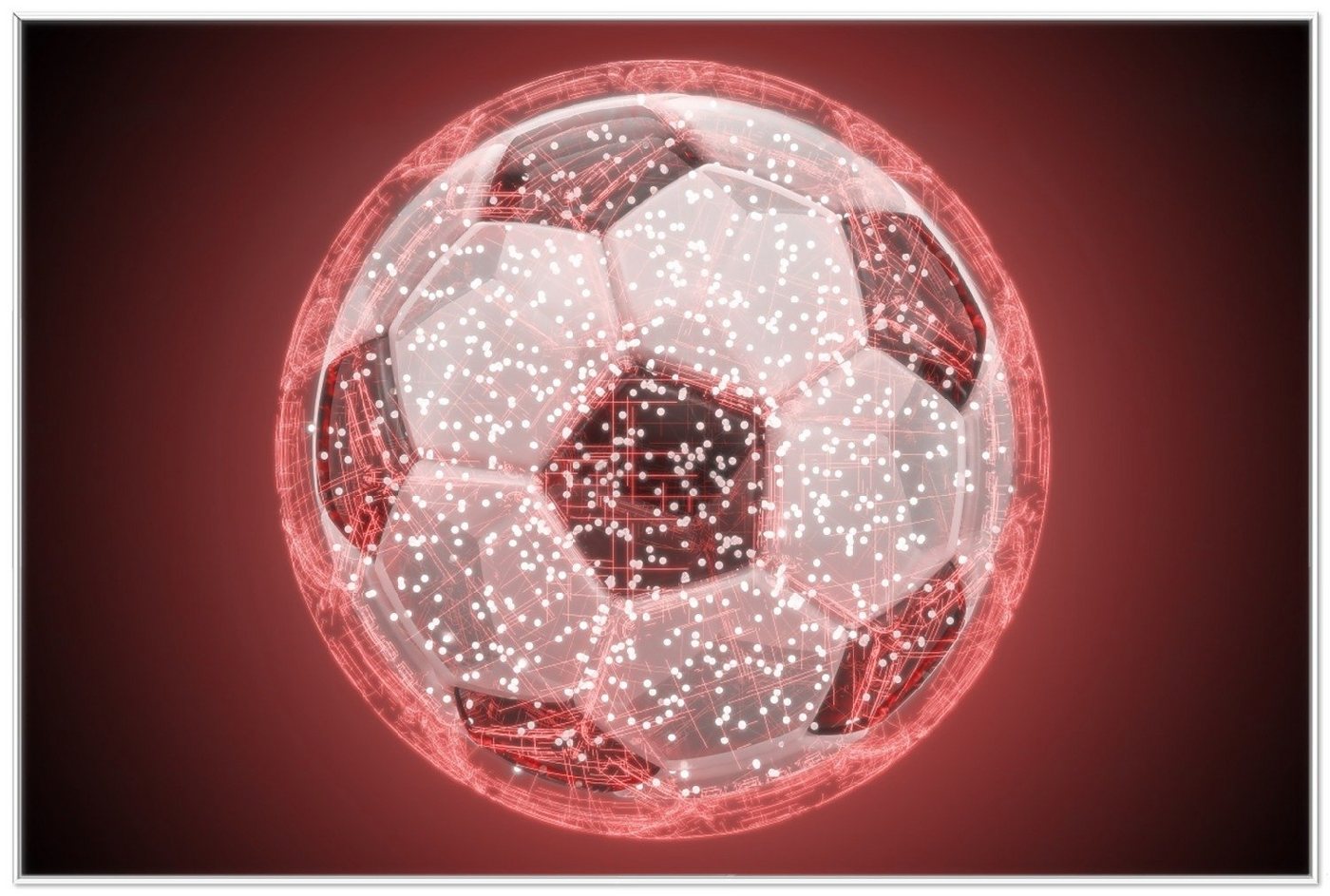 Wallario Poster, Fußball digital - Netzwerk in rot, in verschiedenen Ausführungen von Wallario