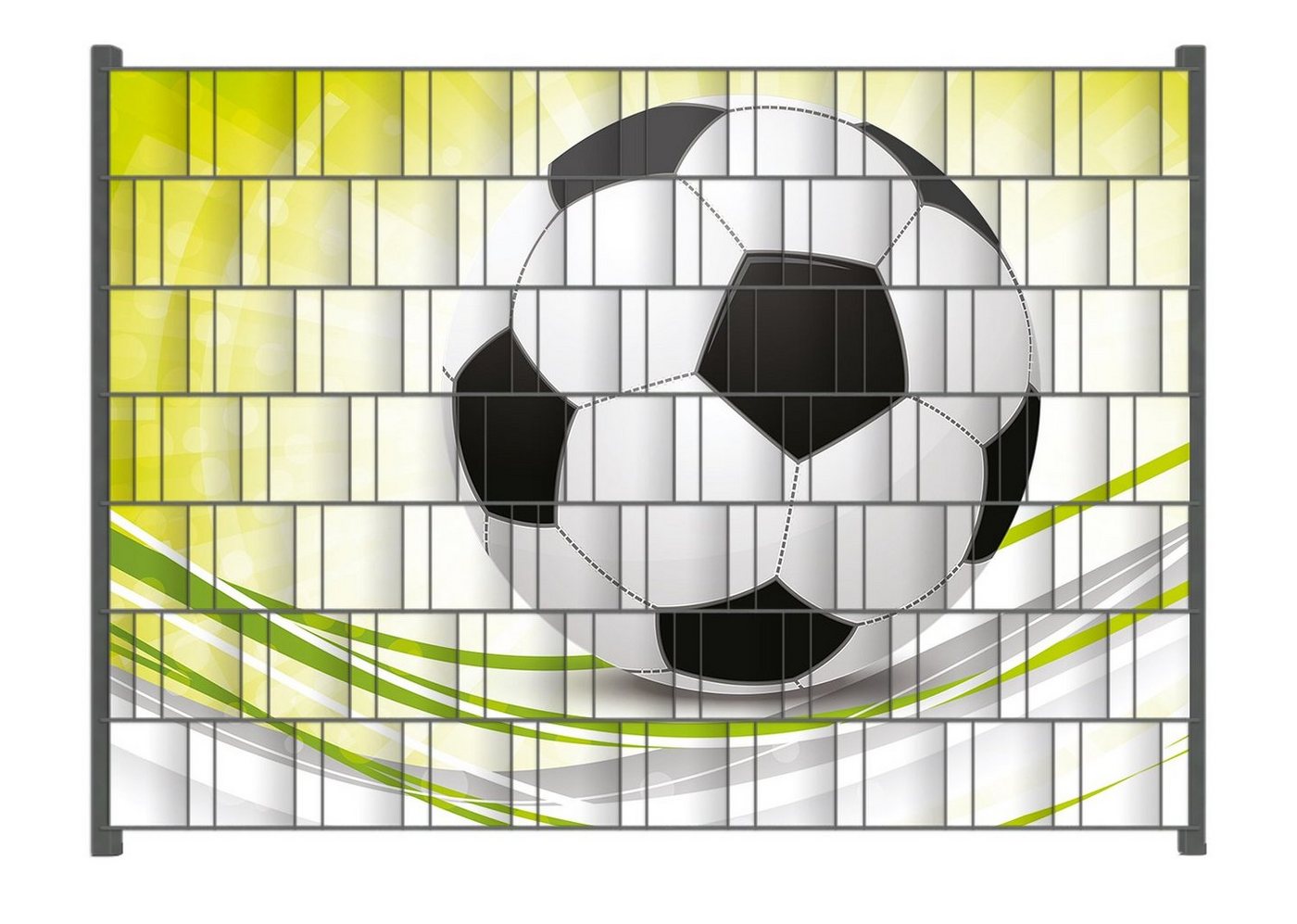 Wallario Sichtschutzstreifen Fußball - grün weiße Wellen Muster von Wallario