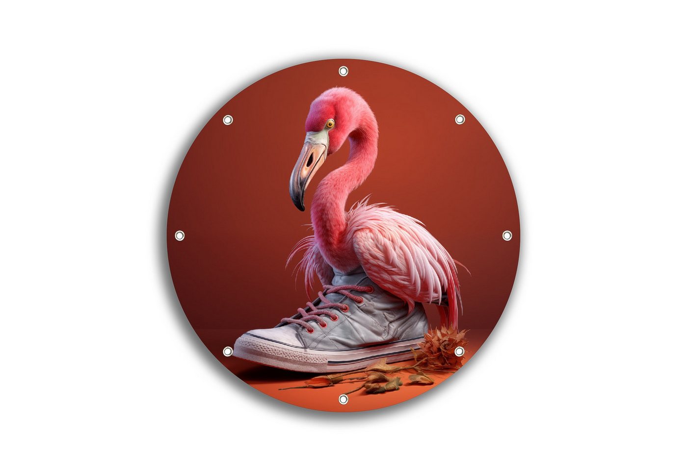 Wallario Sichtschutzzaunmatten Flamingo im Sneaker, rund von Wallario