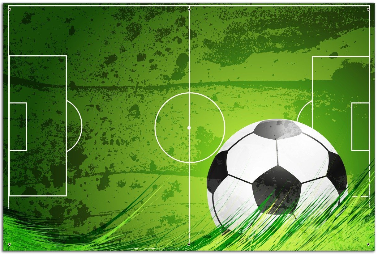 Wallario Sichtschutzzaunmatten Fußball-Feld klassisch grün mit Ball von Wallario