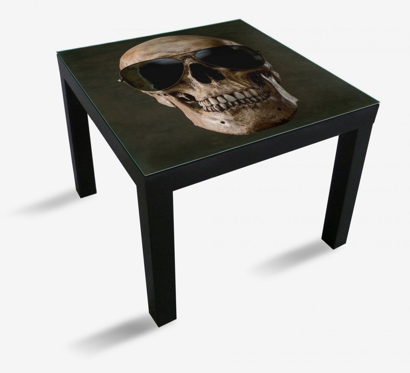 Wallario Tischplatte Totenschädel mit cooler Sonnenbrille (1 St), für Ikea Lack Tisch geeignet von Wallario