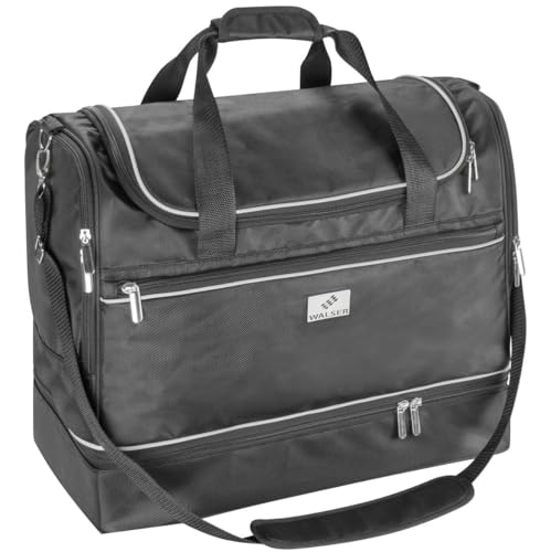 WALSER Carbags Sporttasche für Auto, Wasserabweisende Trainingstasche, Fußballtasche 60L - 40x30x45cm schwarz 29978 von Walser
