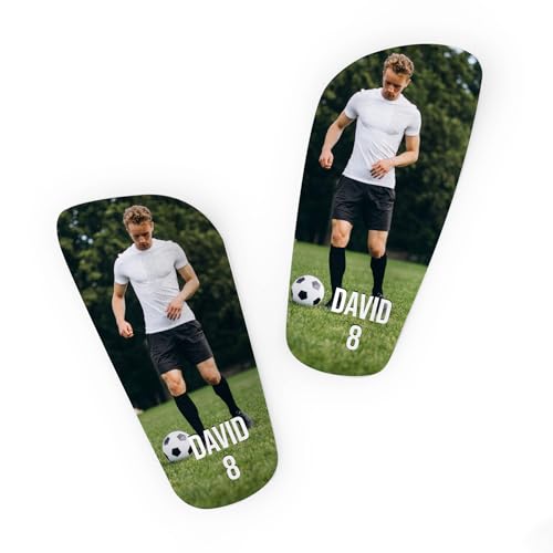 Wanapix | Personalisierte Fußball Schienbeinschoner Premium | Shinguards mit Foto und Text | Sechseckige Textur auf der Oberfläche | 100% Personalisierte - Größe M von Wanapix