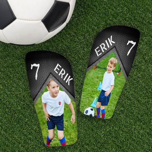 Wanapix | Personalisierte Fußball Schienbeinschoner | Shinguards mit Foto und Text | Kinder und Erwachsene | Iron - Größe L von Wanapix