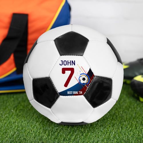 Wanapix | Personalisierter Fußball | Fußbälle mit Name und Nummer | Football Ball | Blau und Rot von Wanapix