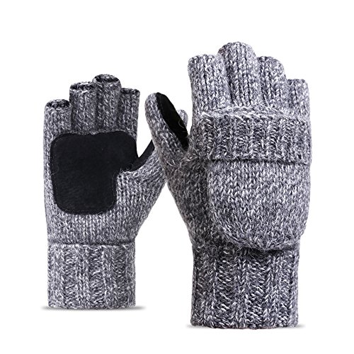 Winter Fingerlose Handschuhe Strickhandschuhe Herren Sport Knit Warm Wolle Herren Fingerlose Strickhandschuhe Convertible Mitten mit Klappe Abdeckung von Wanlxc
