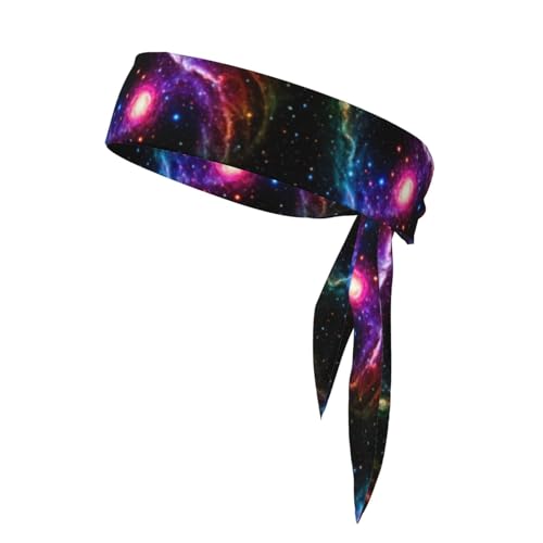 Cosmic Galaxy Sport Tie Reversible Stirnband Laufen Stirnband Fitness Haarband Weich für Tennis, Radfahren und Yoga von WapNo