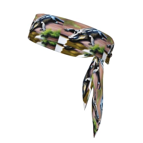 Deadly Rolling Croco Sport Tie Reversible Stirnband Laufen Stirnband Fitness Haarband Weich für Tennis, Radfahren und Yoga von WapNo