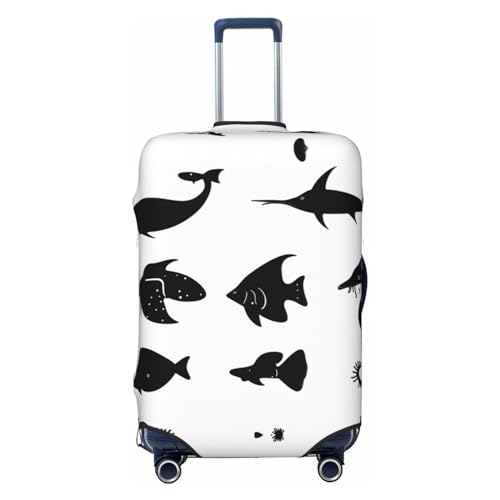 Eine faszinierende Reisegepäckhülle für 45,7 - 81,3 cm große Gepäck, waschbar, kratzfeste Gepäckabdeckung, Schwarz-Weiß-Fisch, XL von WapNo
