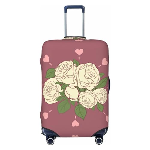 Geteilte Pfirsichblüten Reisegepäckhülle für 45,7-81,3 cm Gepäck, waschbar, kratzfeste Gepäckabdeckung, Weiße Rose der Liebe, XL von WapNo