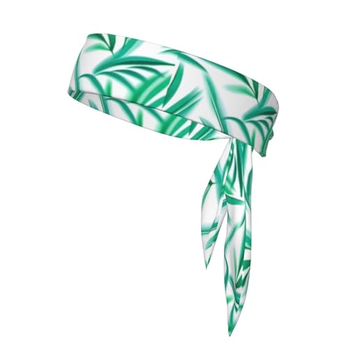 Green Leaves Sport Tie Reversible Stirnband Laufen Stirnband Fitness Haarband Weich für Tennis, Radfahren und Yoga von WapNo