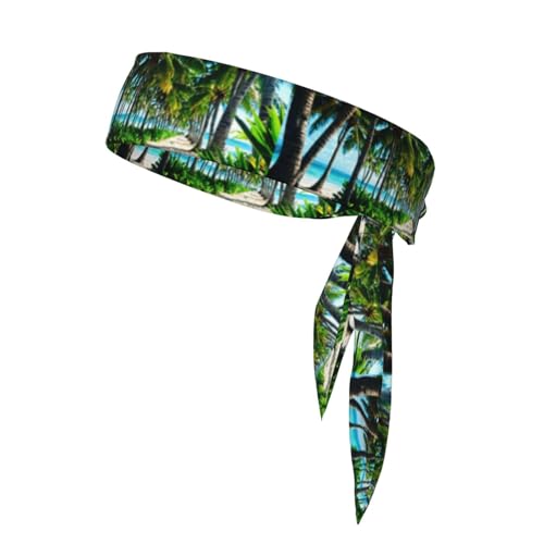 Palm Tree Sports Tie Reversible Stirnband Laufen Stirnband Fitness Haarband Weich für Tennis, Radfahren und Yoga von WapNo