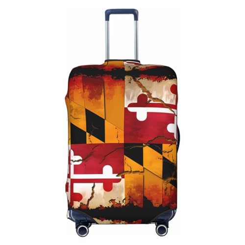 Reisegepäckhülle aus Holz, Vintage-Stil, Maryland-Flagge, für 45,7 - 81,3 cm Gepäck, waschbar, kratzfeste Gepäckabdeckung, Vintage Maryland-Flagge aus Holz, L von WapNo
