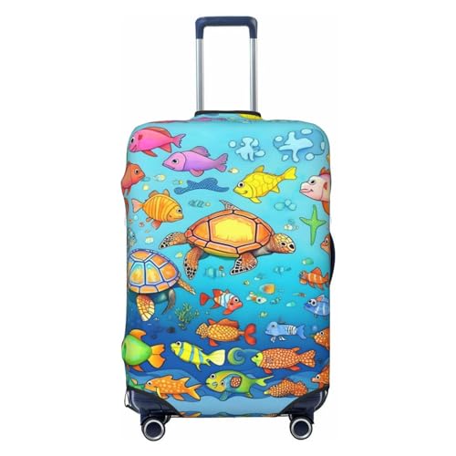Reisegepäckhülle für 45,7 - 81,3 cm (18-32 Zoll) Gepäck, waschbar, kratzfeste Gepäckabdeckung, Schildkröte und Fisch, M von WapNo