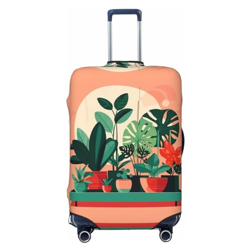 Reisegepäckhülle mit Cartoon-weißen Lilien, für 45,7 - 81,3 cm (18-32 Zoll) Gepäck, waschbar, kratz, Grünpflanzen für den Innenbereich, S von WapNo