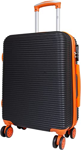 Warenhandel König Hartschalen ABS Koffer Trolley Reisekoffer Reisetrolley Handgepäck Boardcase Santorin (Größe M, Farbe Schwarz-Orange) von Warenhandel König