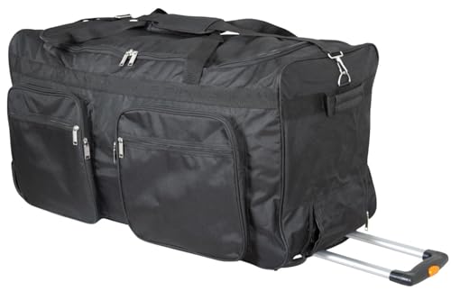 XL Trolleytasche Koffertrolley Sporttasche Reisetasche mit Trolleyfunktion aus 600D Nylon Gewebe - Modell Phoenix 115 Liter - Farbe Schwarz von Warenhandel König