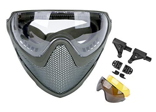 WarmHeartting Dual-Mode Airsoft Paintball Maske Vollgesichtsmaske Stahlgewebe Maske mit 3 austauschbaren Brillengläsern, schnelles taktisches Helmzubehör von WarmHeartting