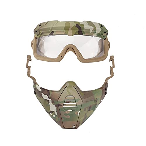 WarmHeartting Fast Helm Schutzbrille Brille mit Abnehmbarer Gesichtsmaske Passend für Airsoft Paintball Halloween Party von WarmHeartting