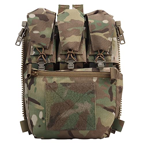 WarmHeartting Tactical Zip-On Panel Pouch Mit Magazintasche Für Fcpc Weste Militärausrüstung, Tactical Back Panel Banger Pouch Gp Pocket Retention Flap, Cp, L von WarmHeartting