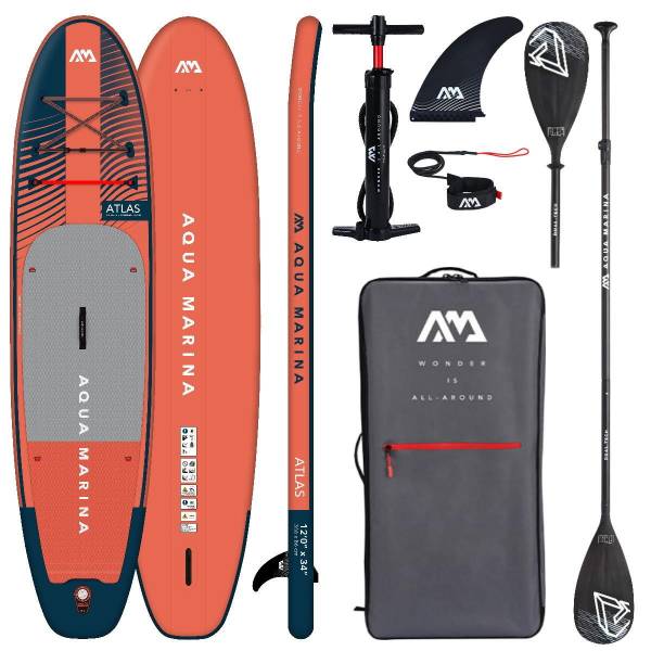 AQUA MARINA ATLAS 12.0 iSUP Board Set aufblasbar Stand Up Paddle Surfboard Ka... von WassersportEuropa