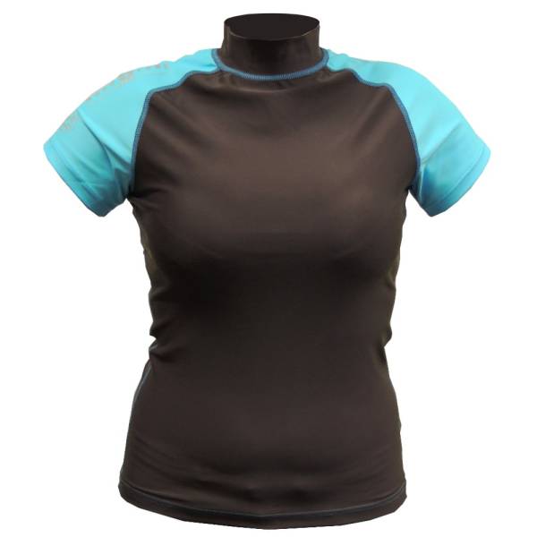 Aqua Lung Damen Rash Guard Lycra Shirt Sonnenschutz kurzarm braun/türkis von WassersportEuropa