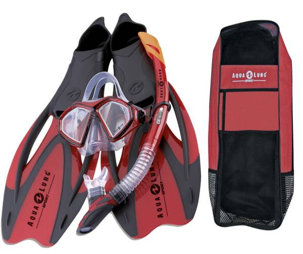 Aqua Lung Proflex X Set Aqualung Rot Silikon Maske Flossen ABC Schnorchel+Tasche von WassersportEuropa