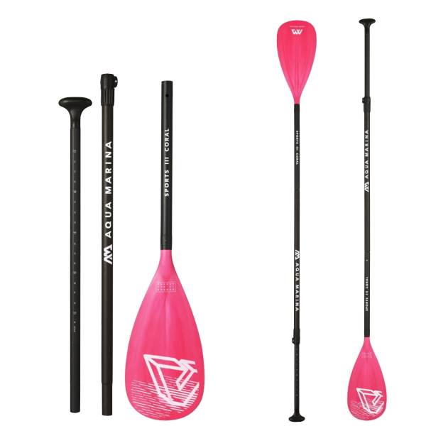 Aqua Marina SPORTS III Coral Adjustable Alu Paddel Paddle 175-220cm 3-teilig von WassersportEuropa