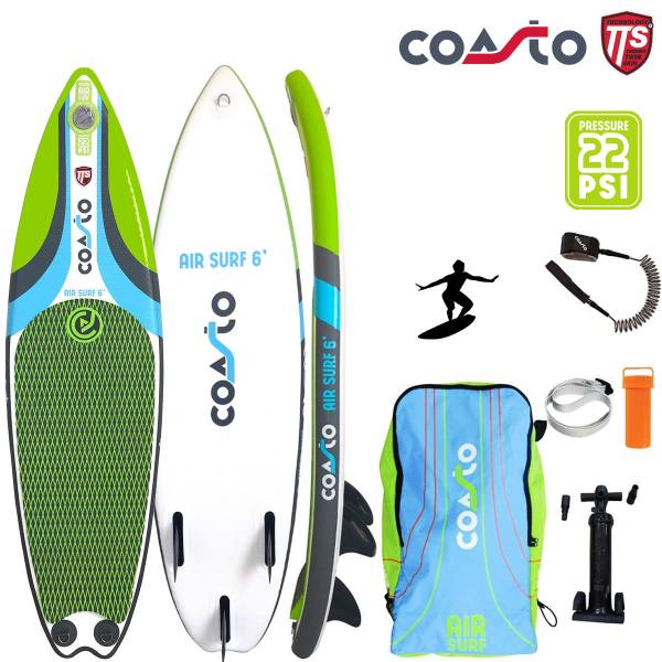 COASTO Air Surf 6? inflatable Surfboard Wellenreiten mit festen Finnen 180x51... von WassersportEuropa