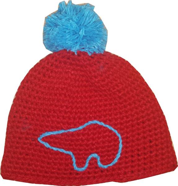 Eisbär Mütze Jay Pompon rot/blau mit Pommel von WassersportEuropa