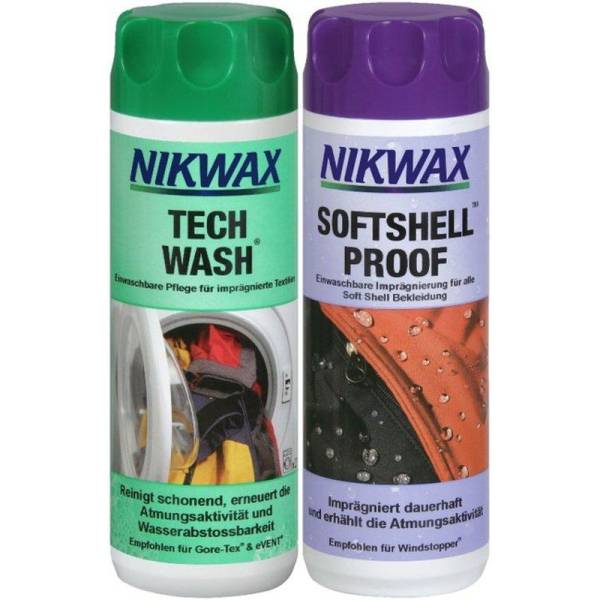 Nikwax Tech Wash & Softshell Proof je 300ml Waschmittel & Imprägnierung von WassersportEuropa