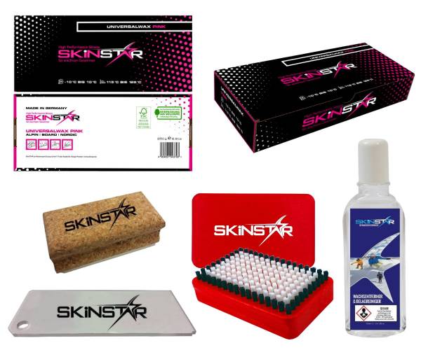 SkinStar Skiwachs Set, Universal Wax, Bürste, Abziehklinge, Reiniger 5-teilig von WassersportEuropa