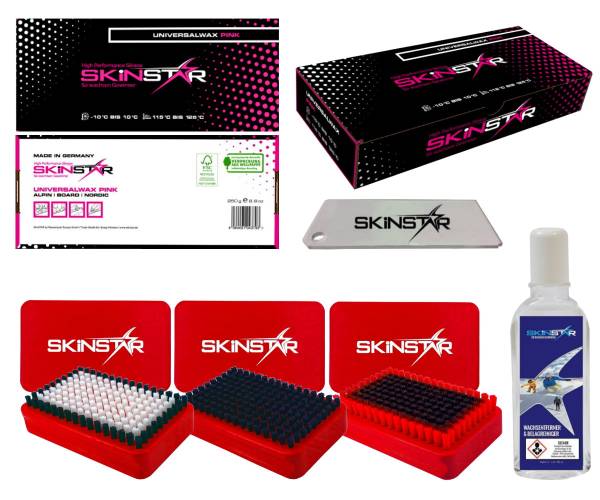 SkinStar Starter Set 6-teilig, 3 x Bürsten, Abziehklinge, Waxentferner Skiwachs von WassersportEuropa