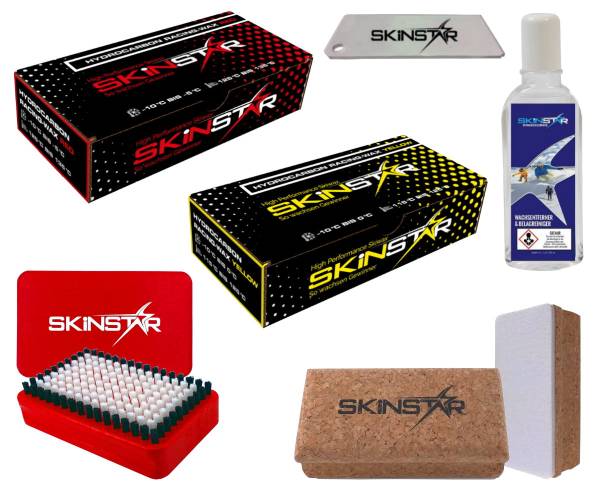 SkinStar Starter Ski Wachs Set, Performance Wax Bürste Hydrocarbonwachs 6-teilig von WassersportEuropa