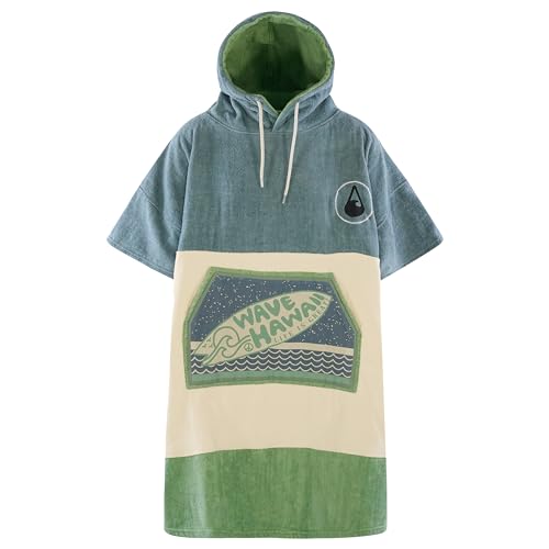 WAVE HAWAII Curitiba Surfponcho für Körpergrößen von 170-200 cm Poncho 100% ÖKO Baumwolle Velours Umkleidehilfe für Schwimmen Strand Surfen Badetuch Badeponcho Duschponcho für Damen Herren Erwachsene von WAVE HAWAII