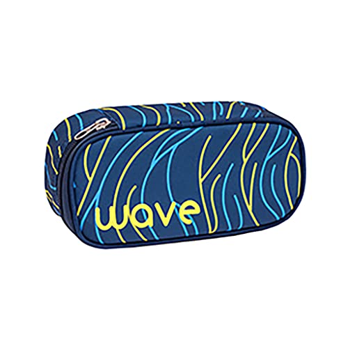 Wave "Infinity Schlamperbox, Federmäppchen, Schlampermäppchen, Faulenzer Box, Federmappe, Stifte Etui/Neon Grün, Blau/Jungen, Unisex (335-79 Yellow Lines) von Wave