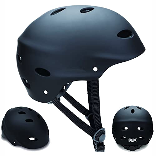 WeLLIFE Helm für Kinder und Jugendliche Größenverstellbarer Helm Farbe Schwarz RGX geeignet für Skateboard, Fahrrad, Inline-Skate, Rollerblade, Sicherheit Idealer Multisport Leicht und sicher von WeLLIFE