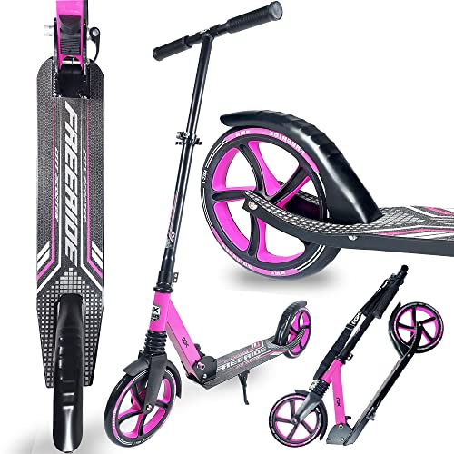 WeLLIFE Scooter Freeride RGX – Große Räder 200 mm mit Federung vorne, Schubscooter für Erwachsene und Kinder, zusammenklappbarer City Scooter von WeLLIFE
