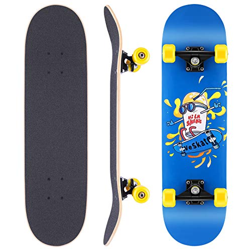 WeSkate Skateboard Komplettboard 79x20cm Holzboard mit ABEC-11 Kugellager 31 Zoll 7-lagigem kanadischem Ahornholz und 85A Rollen für Erwachsene, Jugendliche und Kinder, Blau von WeSkate