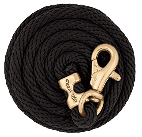 Weaver Führleine Poly Leder Seil mit Messing vergoldet Bull Trigger, Snap, navy/schwarz/hellbraun, 5/20,3 cm X 10 ', schwarz, 5/8" x 10' von Weaver Leather