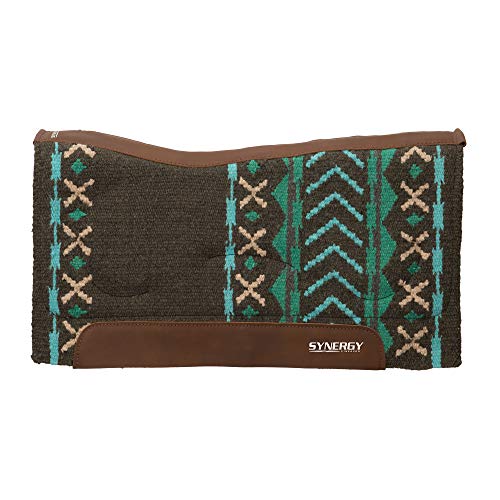 Weaver Leather SynergyTM Natural Fit Performance Schabracke, Unisex-Erwachsene, Synergy™ Natural Fit Performance Saddle Pad, Mojave - Charcoal/Turquoise, 33" L x 38" W von Weaver Leather