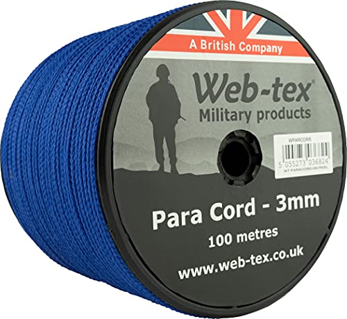 Web-tex - Fallschirmschnur-Rolle - 3 mm dick - 100 m Länge - Blau von Web-tex