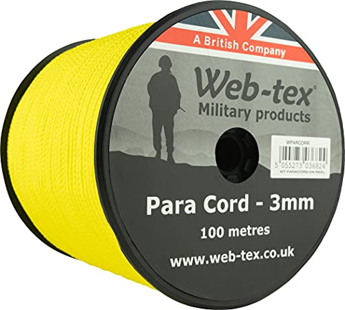 Web-tex - Fallschirmschnur-Rolle - 3 mm dick - 100 m Länge - Gelb von Web-tex