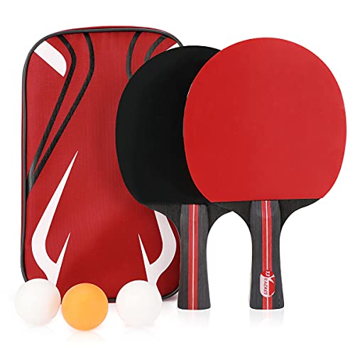 Tischtennisschlaeger, Premium Tischtennis Set mit 2 Tischtennis Schläger 3 Bälle und Hülle, Langlebige Ping Pong Beläge für Profis & Kinder von Weeygo