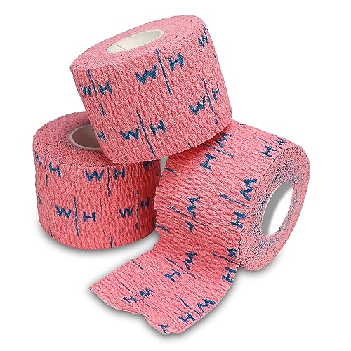 Sporttape Daumen Bandage für Gewichtheben: Hook Grip Tape 7 m Rolle selbstklebend wasserfest elastisch | Sport Gym Krafttraining Thumb Support Weightlifting (Pink Box of 3) von Weightlifting House