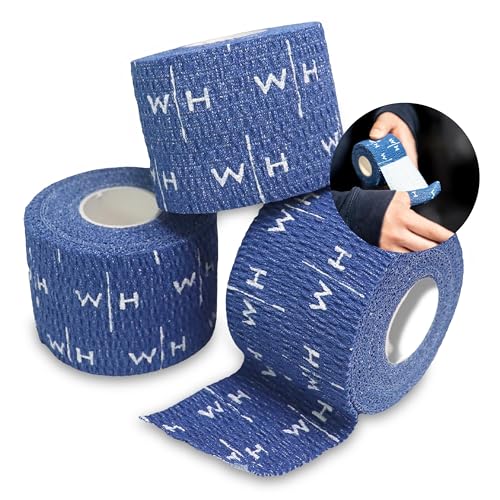 Sporttape Daumen Bandage für Gewichtheben: Hook Grip Tape 7 m Rolle selbstklebend wasserfest elastisch | Sport Gym Krafttraining Thumb Support Weightlifting (Blue Box of 3) von Weightlifting House