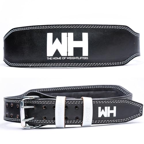 Weightlifting House Elite Leather Belt (Black & White, XL) von Weightlifting House